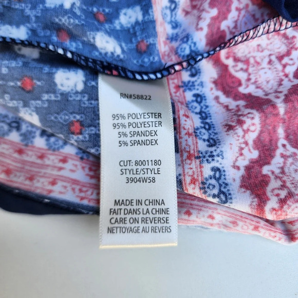 MAX STUDIO Women’s SHIFT DRESS Stretch SLEEVELESS BLUE RED White KEYHOLE Sz L - Picture 9 of 11
